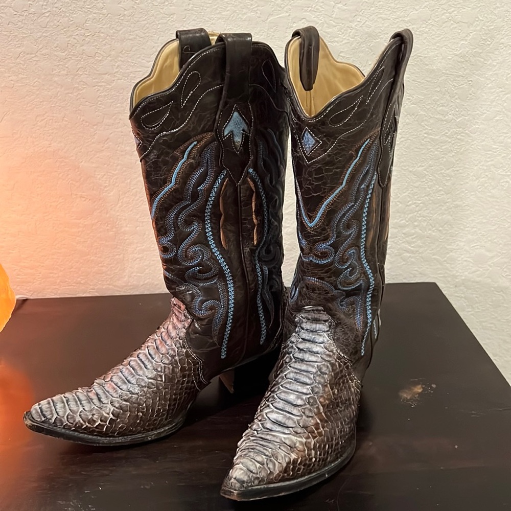 Corral Ladies Exotic Triad Sky Blue Python Boot - Size 8